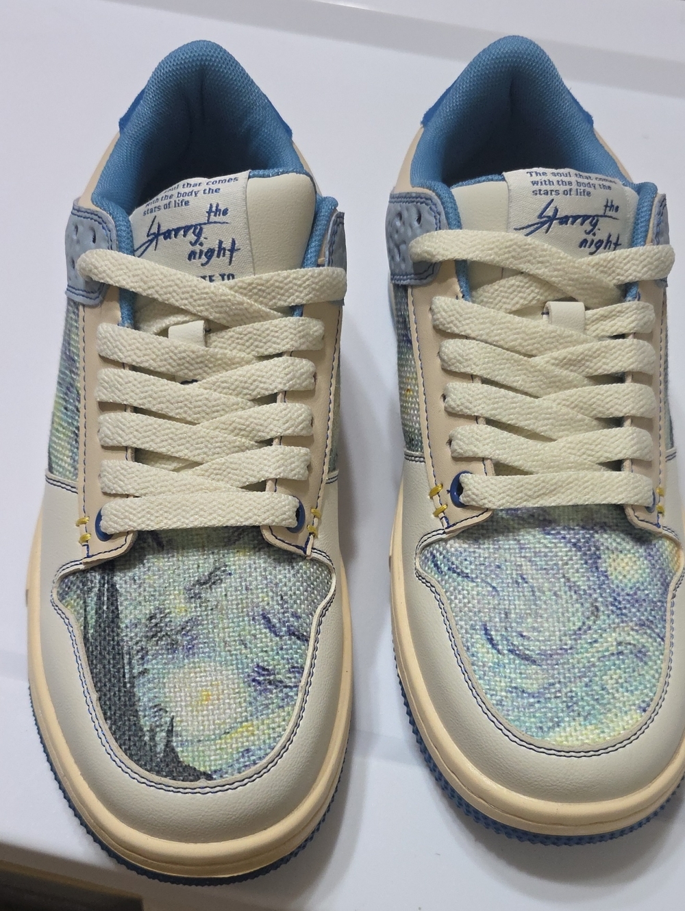 Men's Cream & Light Blue Starry Night Inspired Sneakers